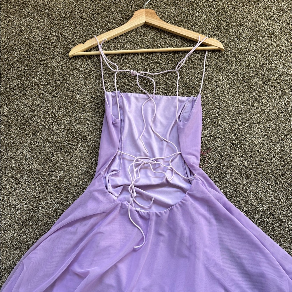 Purple mini backless dress